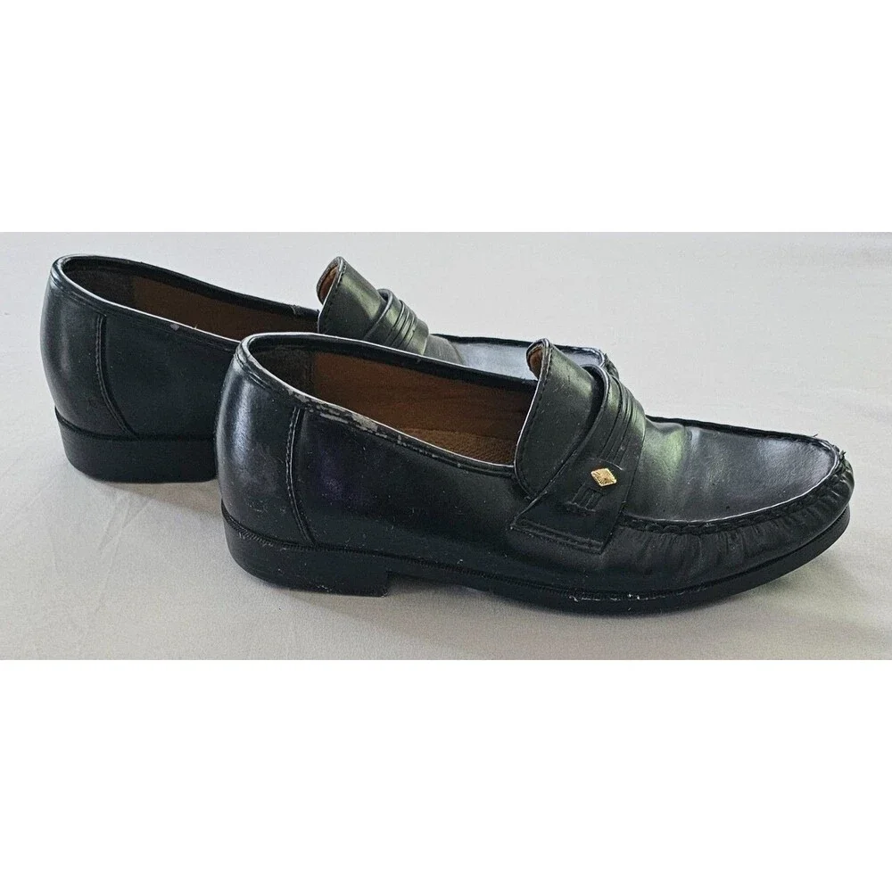 Chancellors Men’s Comfort Loafers Size 9.5 Black Slip On Dress Moc Toe Classic